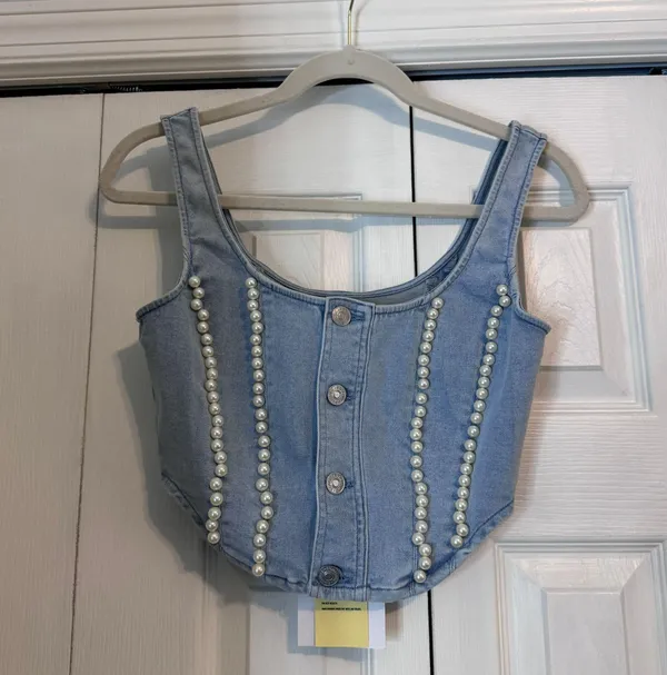 Nana Macs NWT Denim Pearl Vest - Image 5