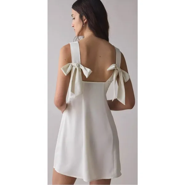 Urban Outfitters🤍 Bri Double Bow Satin White Mini Dress - Size XS Women’s - Image 2