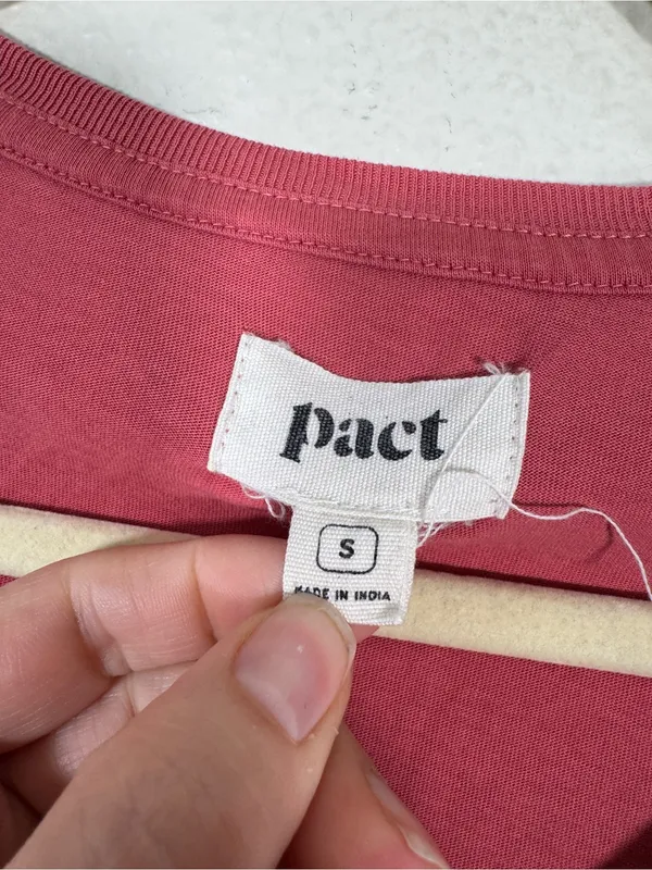 Pact Pink Organic Cotton Tee Shirt Womens S Casual Beachy Natural Fibers Top - Image 10