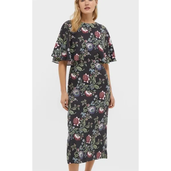 Tuckernuck Midnight Moonflower Leah Cape Dress Floral Flutter Sleeve Midi 4 New - Image 2