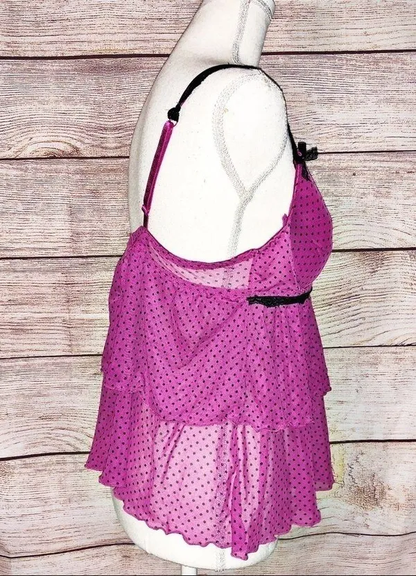 Jaclyn Smith Pink and Black Polka Dot Camisole Size L - Image 5