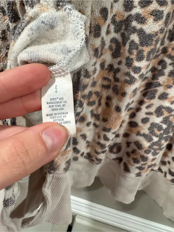 Aerie Leopard Print Cozy Sweatshirt in Cream, Taupe & Gray - Image 4