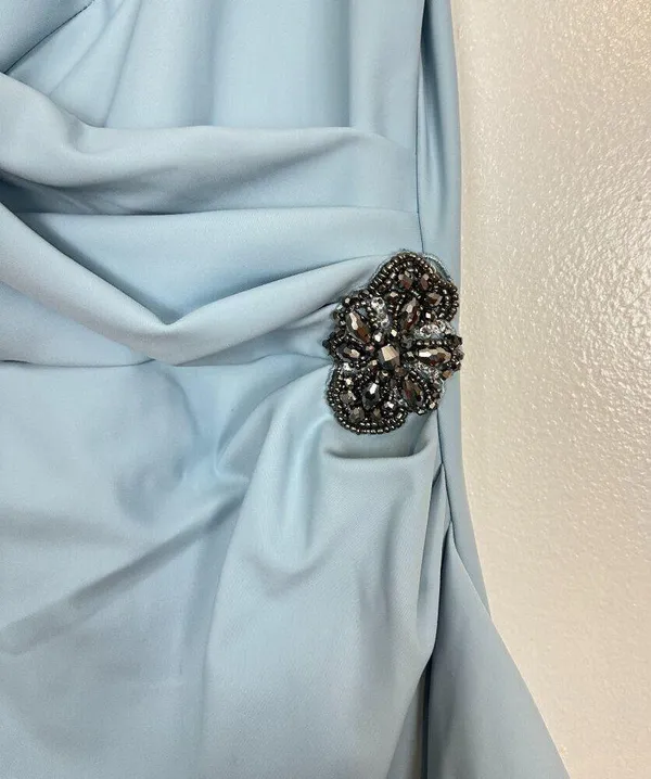 ALEX EVENINGS Embellished Side Drape Column Formal Gown in Ice Sage Size US 14 - Image 8