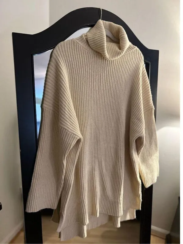 NEW Crewneck Batwing Sweater Oversized Ribbed Knit Pullover Top XL - Image 4