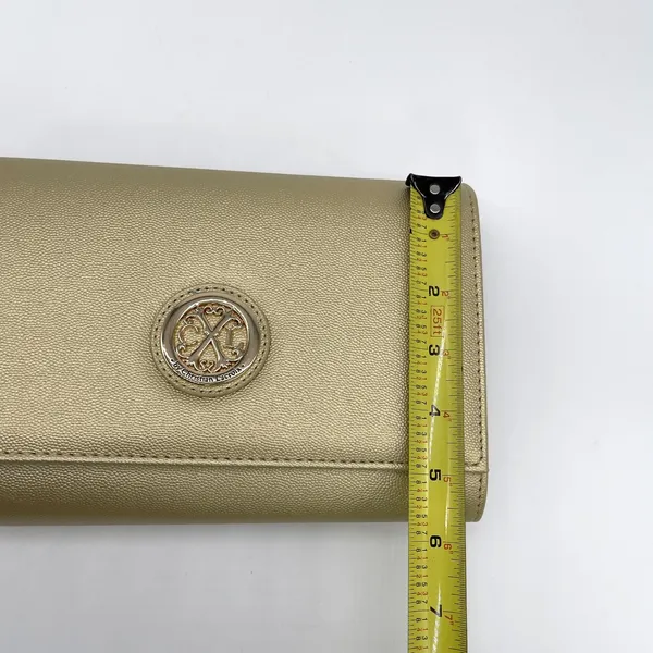 CXL by Christian Lacroix Paris Caviar Clutch Gold Metallic Minimal Glam‎ Chic - Image 10