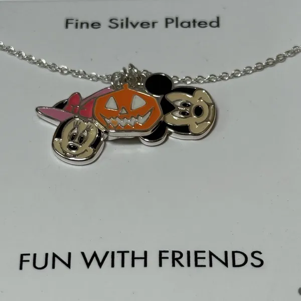 Disney Necklace‎ Vampire MICKEY Mouse Witch MINNIE 16" Halloween Silver Plated - Image 2