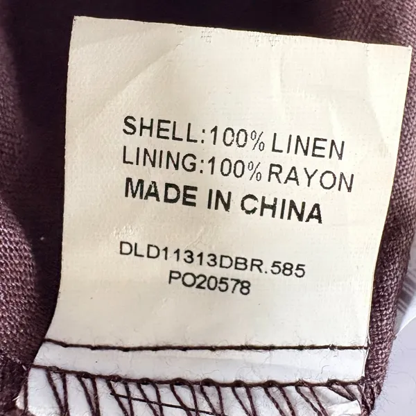 Brown Linen Maxi Dress Smocked Puff Sleeve Tiered Cottagecore DLD11313DBR - Image 8