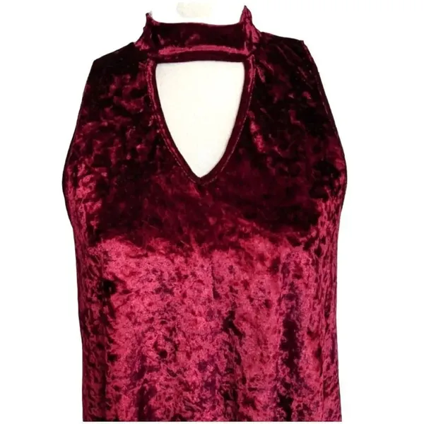 Altar’d State Burgundy Red Crushed Velvet Choker Dress Size Medium - Image 3