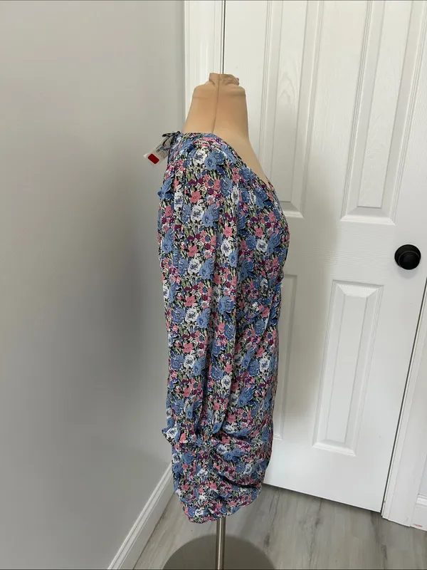 Lush Floral Surplice Ruched Long Sleeve Dress - Image 4
