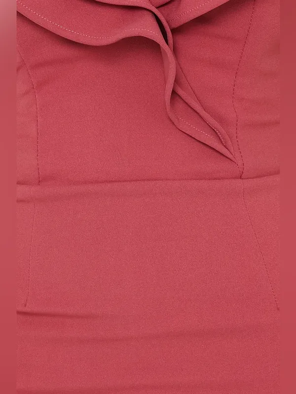 Hello Molly One-Shoulder Ruffle Bodycon Dress in Rose - Image 5
