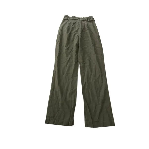 Ci Sono Wide Leg Pants Women Small Olive Linen‎ Blend Paperbag Waist LP42 Safari - Image 3