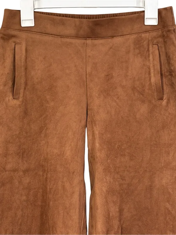 Chicos Tan Neutral Faux Suede Cropped Wide Leg Pants Size XS Womens - Image 3