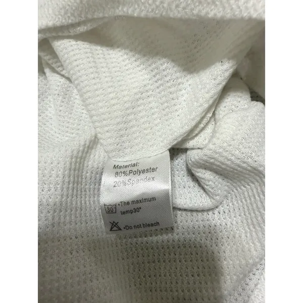 White Waffle Knit Button Front Tie Hem Tank Top Sleeveless V-Neck Large‎ - Image 8