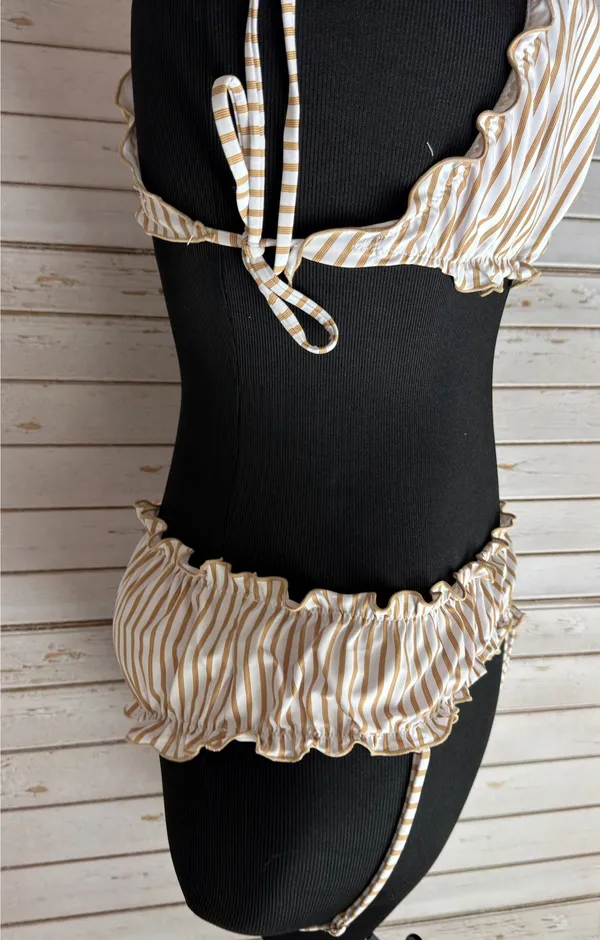 Tan and White Two-Piece Bikini Set  - Image 5