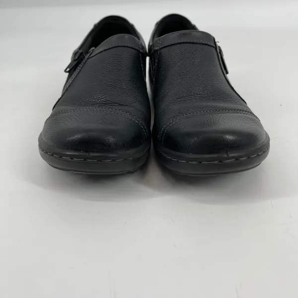 Clarks Womens Black Leather Side‎ Zip Comfort Slip On Shoes - Image 5