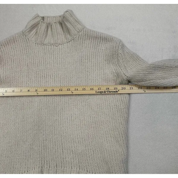 Philosophy Republic Clothing Women Beige Chenille Mock Neck Ribbed Sweater XS - Image 3