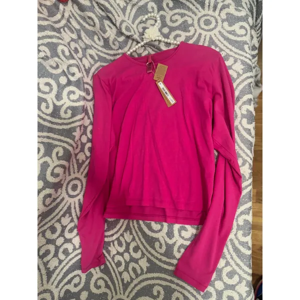 Skims Size 2X Cropped Long Sleeve T-Shirt Top AP-LGS-1370 Raspberry Shirt NWT - Image 4