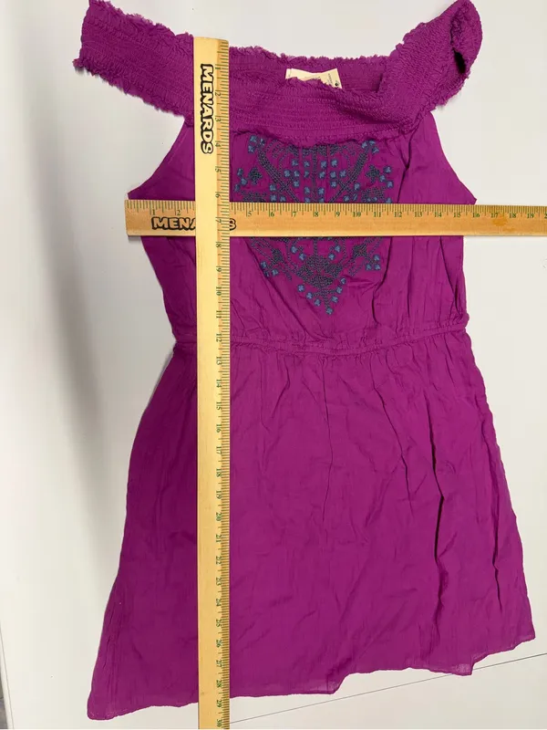 American Eagle Magenta smocked shoulder Dress women’s size‎ 6 - Image 3