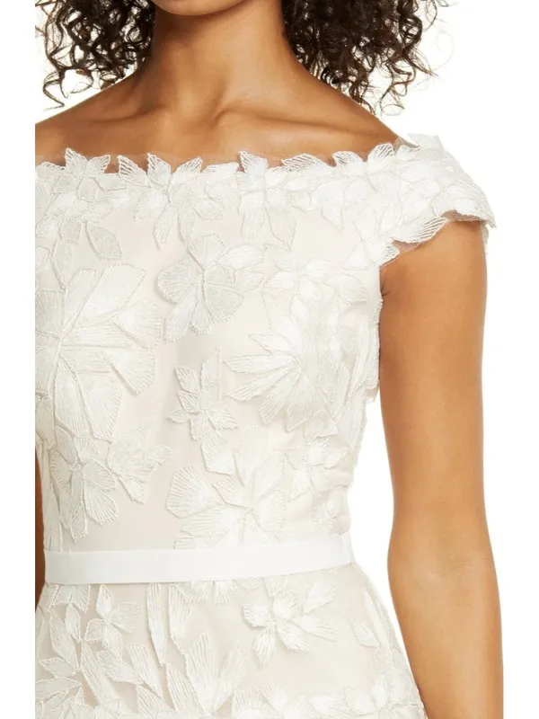 NWT TADASHI SHOJI Adriane in Ivory Petal Floral Embroidered Tea Midi Dress 12 - Image 3