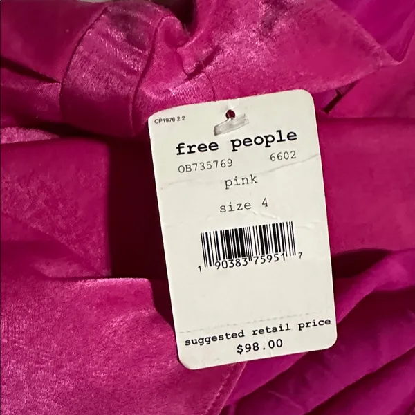 Free People Gabby’s Party all Night Fuchsia Spaghetti Strap Low Cut Dress - Image 4