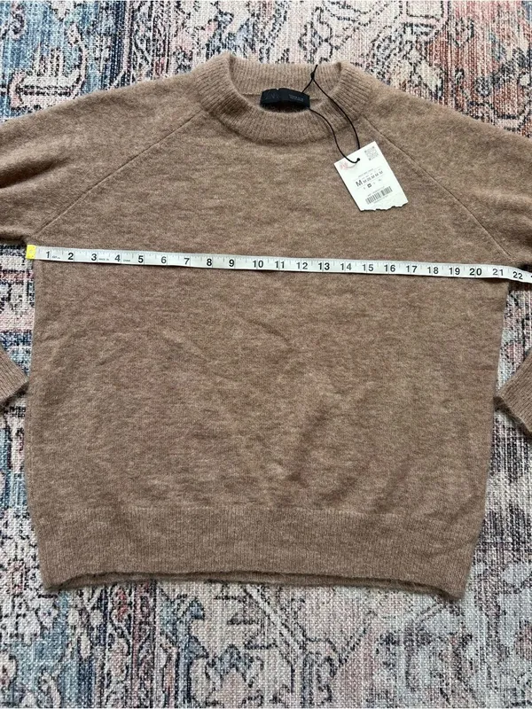 Zara Women's NWT Alpaca and Wool Blend Brown Crew Neck Sweater Size Medium - Image 7