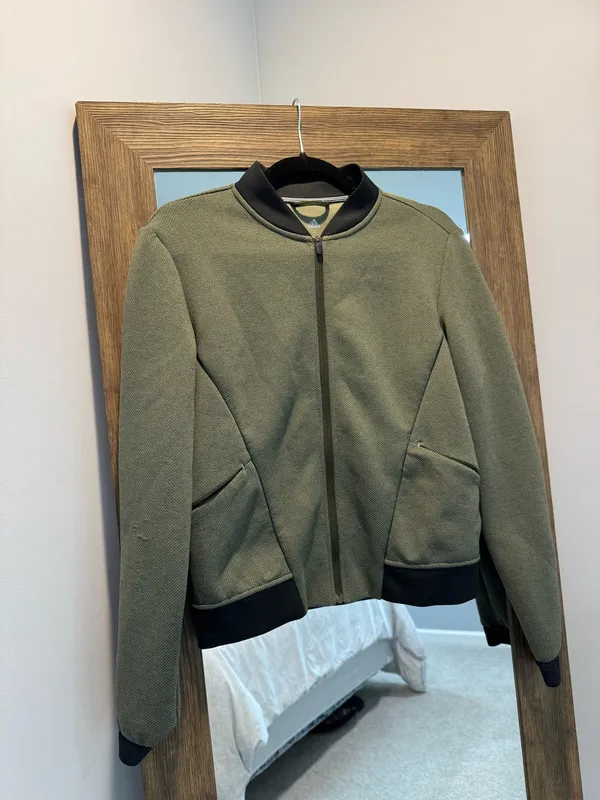 Adidas Olive Green Textured Bomber Jacket - Image 2
