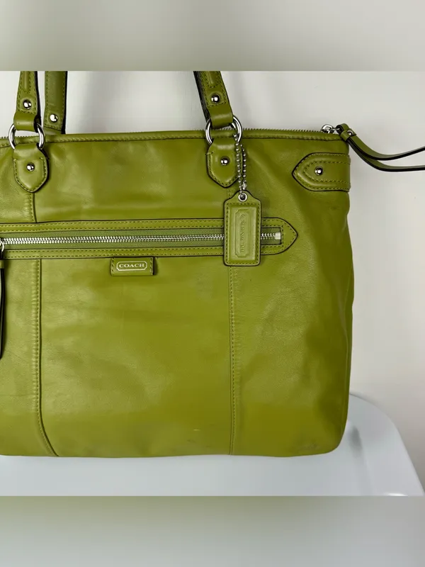Coach Daisy Emma Green Leather Shoulder Bag Tote - Image 6