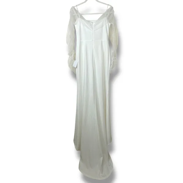 NEW Lulus Bridal Beautifully Beloved White Mesh Off-the-Shoulder Gown Maxi Dress - Image 7