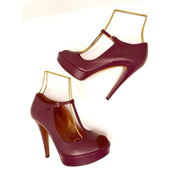 Gucci Betty Burgundy T Strap Platform Heels Y2K Glam EU 37 - Image 9