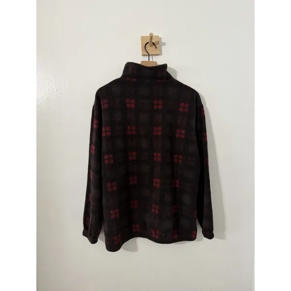 Taylor Swift Red Plaid Shirt Days Fleece 1/4 Zip Mock Neck Sz S Oversized Red - Image 4