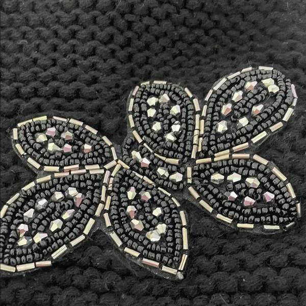 Black knit beanie with bedazzled accent - Image 2