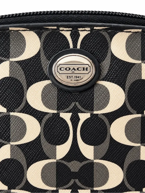 Coach Black Gray Cream Op Art Cosmetic Makeup Pouch - Image 5