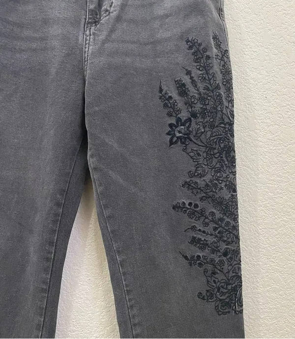 FREE PEOPLE We The Free OB737354 Embroidered Girlfriend Jeans Size 29 - Image 12