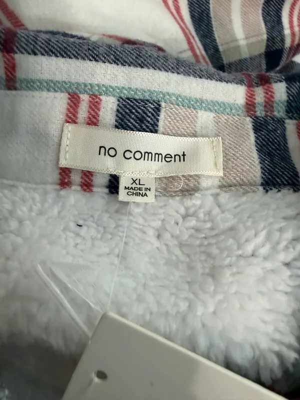 No Comment Men’s Lightweight Plaid Zip-Up Shirt Jacket - Cream/Navy/Red - Image 5