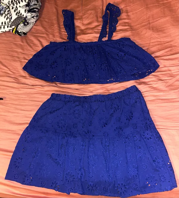 Blue Floral Skirt and top set - Image 2