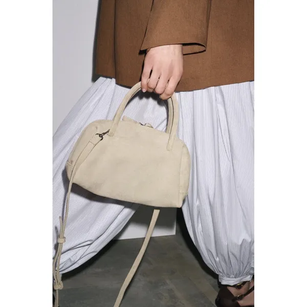 Zara Suede Leather Collection Bowling Bag‎ Crossbody - Image 13