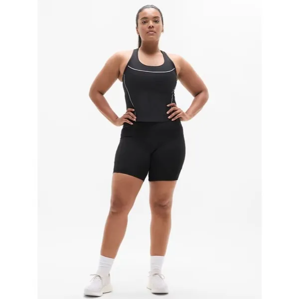 New Athleta L Interval Tank Black with White Stripes Large - Image 4