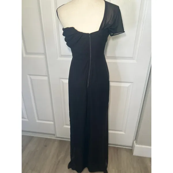 Birdy Grey Melissa Small Convertible Black Chiffon One Shoulder Bridesmaid Dress - Image 6
