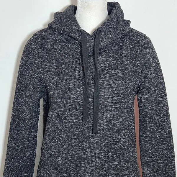 Fabletics Black Yukon Dress Size Small Black Knit Mini Dress with Hoodie - Image 3