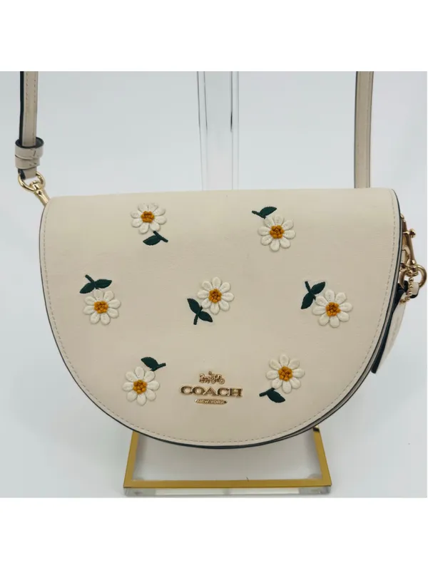 Coach C2863 Ellen Daisy Crossbody Bag Chalk White Embroidered Leather - Image 3