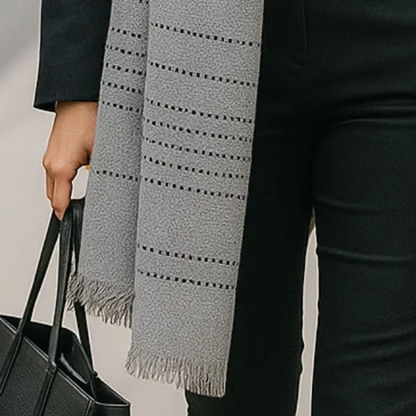 J. Crew Striped Scarf Fringe Oversize Wrap OS Travel Fall Winter Academia Preppy - Image 6