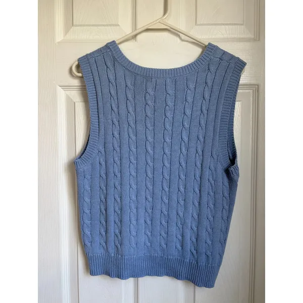 Wild Fable Preppy Blue Sweater Cable Knit Sleeveless Vest Juniors M - Image 5