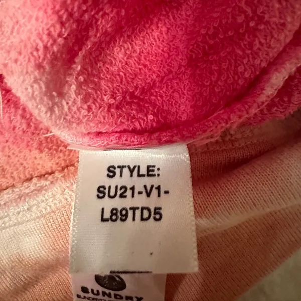 Sundry Marlyn French Terry Knit Hoodie - NWT - Size 4 (XL) Pink Tie Dye - Image 10