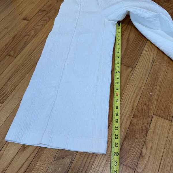 Maeve Anthropologie Pintucked White Wide Leg Gauzy Crinkle Pants Size 6 - Image 7