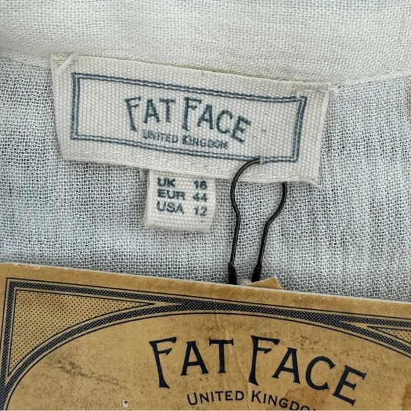 Fat‎ Face Martha Boho Embroidered V Neck Slub Knit Shirt Cream 12 Long Sleeve - Image 10