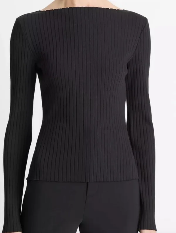 Abercrombie & Fitch Black Slash Rib Knit Sweater Top - Image 5