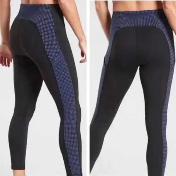 Athleta Ultimate 7/8 Tight Black and Navy Pocket Leggings Small TALL #760 - Image 2