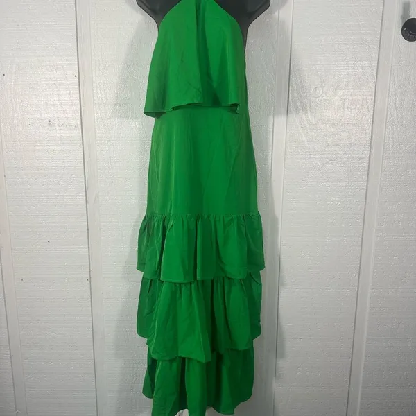 Misa Hylton for INC Green High Neck Spaghetti Strap Tiered Dress Size Small NWOT - Image 2