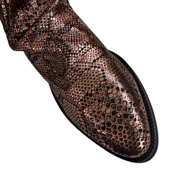 EUC Free People Leather Amarone Cooper Snakeskin Boots Size 7.5 - Image 9