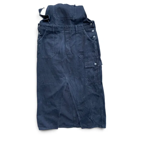 American Eagle Denim Bib Overall Maxi Dress Large Black Utility Cargo Pocket 90s - Image 15